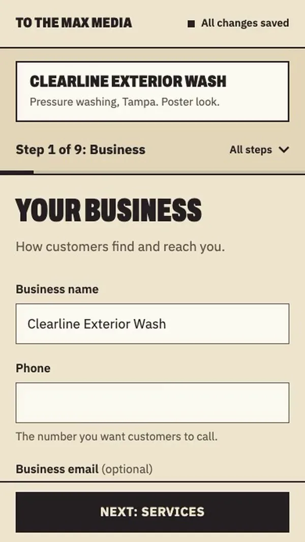 The builder on a phone: services, towns and photos being added